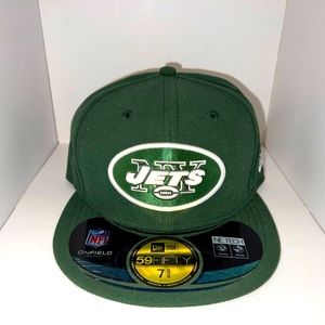 Green and white New York jets New Era fitted size 7 3/8 Excellent condition